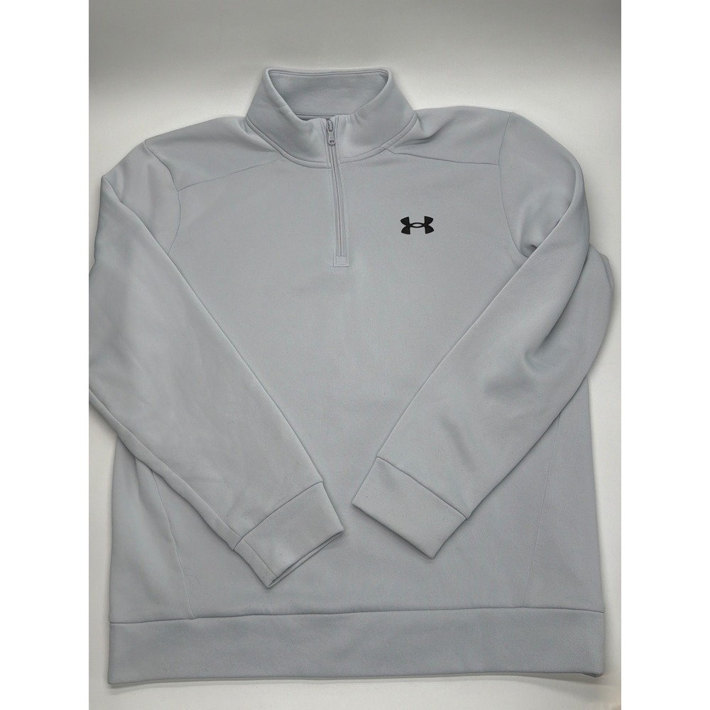 Under Armour Mens Light Gray Fleece Lined Quarter Zip Pullover Sweatshirt Large